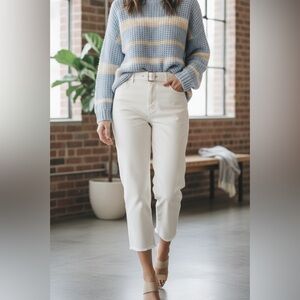 Line & Dot belted Cropped jeans stretchy